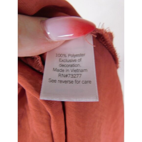 Nine West Camisole Top Womens Large Rust Satin Lace Trim Silky Adjustable Straps - Picture 11 of 12